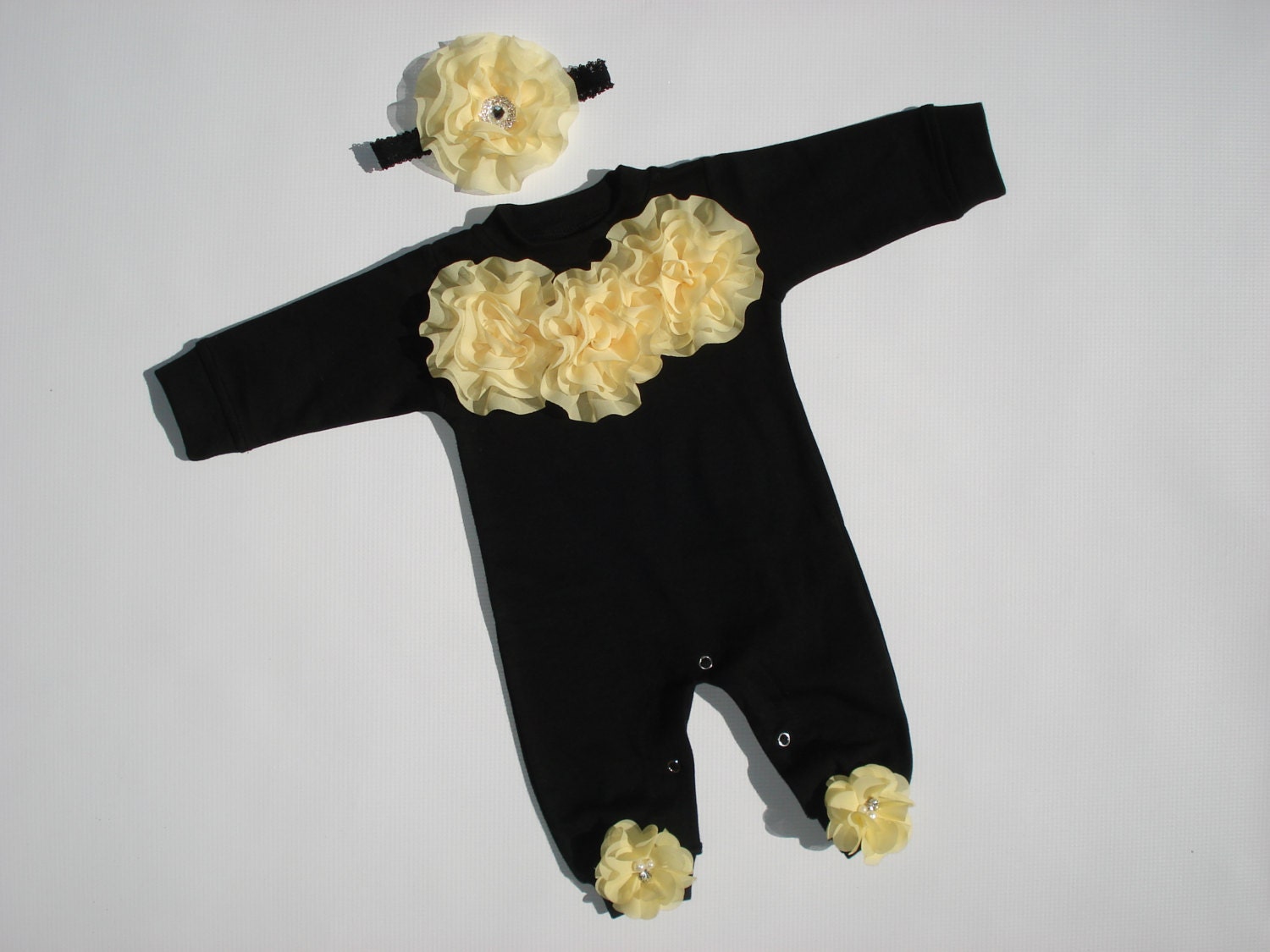 Black Romper Baby Girl Romper Set Infant One Piece Set with