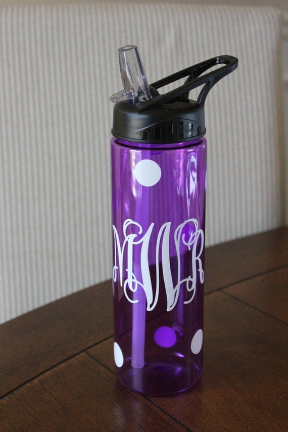 24 oz Personalized plastic water bottle by MuddyMooseCreations