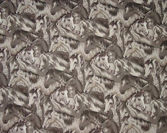 Oop Horse Heads Equestrian Horse Fabric - Beth Ann Bruske for David Textiles Rare New