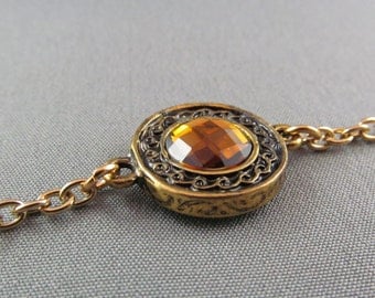 Gold eyeglass chain with glass stone accent, eye glass chain, gold glasses chain, glasses leash, glasses holder, reading glasses lanyard