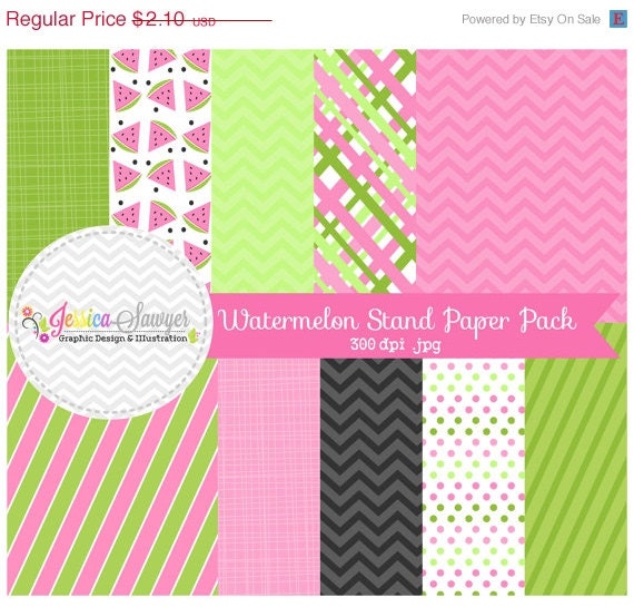 50% OFF - CLEARANCE, watermelon digital paper, watermelon background, for commerical use, scrapbooking, invitations Il_570xn