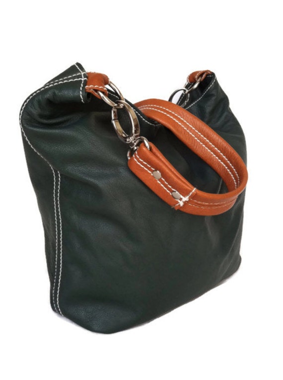 hunter green leather bag