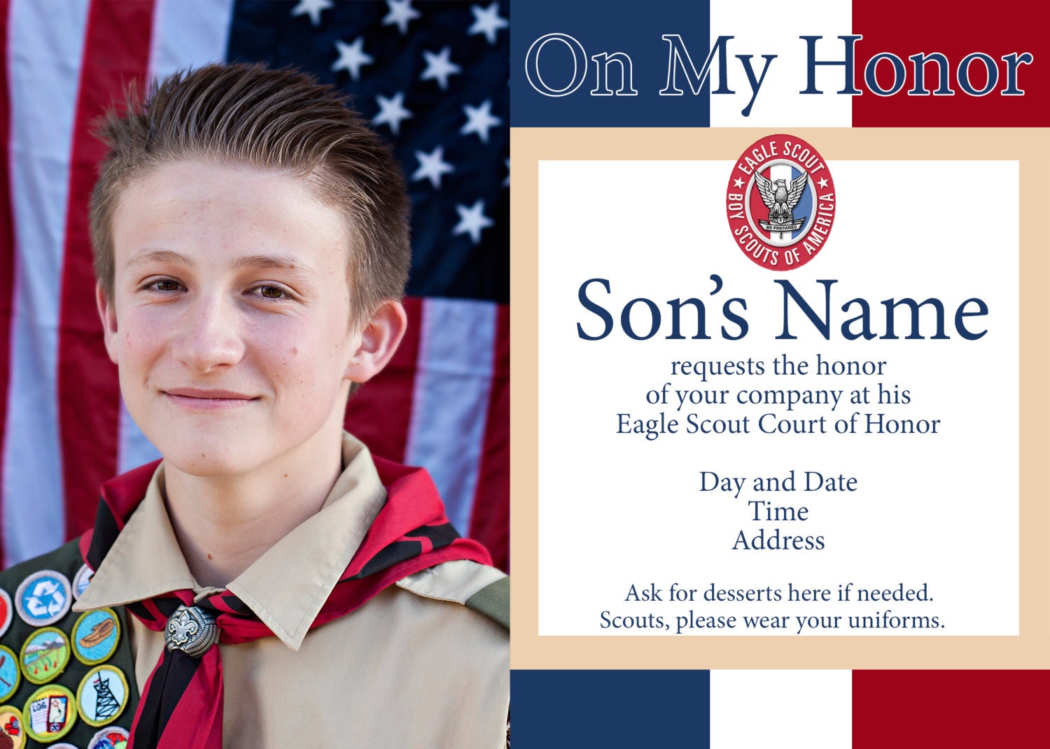 Custom Eagle Scout Court of Honor Invitation Announcement