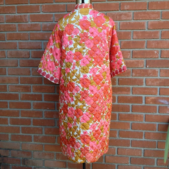 Quilted Robe House Coat Pink Floral Robe