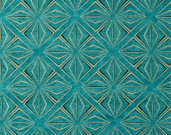 Turquoise Chenille Upholstery Fabric - Textured Fabric Gold - Modern ...