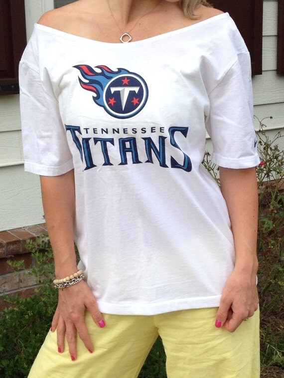 Women's White Tennessee Titans Off The Shoulder Tee Top