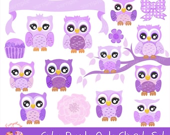 Purple owl clip art | Etsy