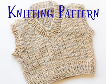 Toddler Boy Sweater Vest Knitting Pattern - White Polo Sweater