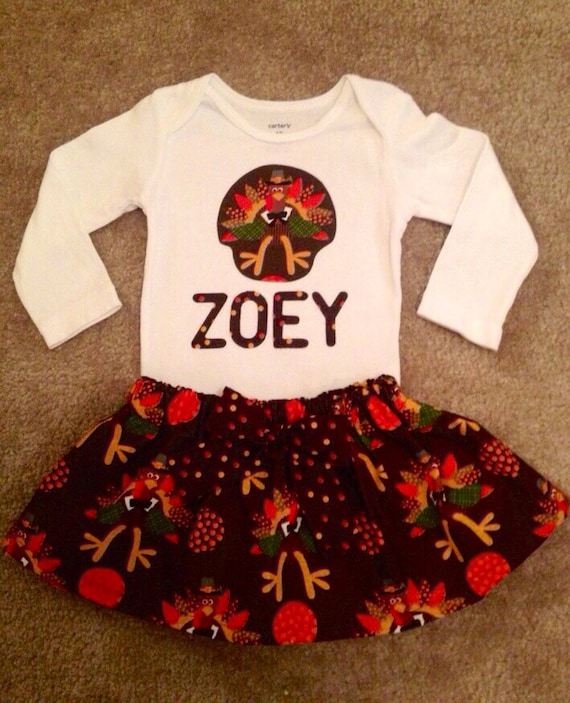 1st Thanksgiving skirt outfit baby Turkey day Dress up Girls