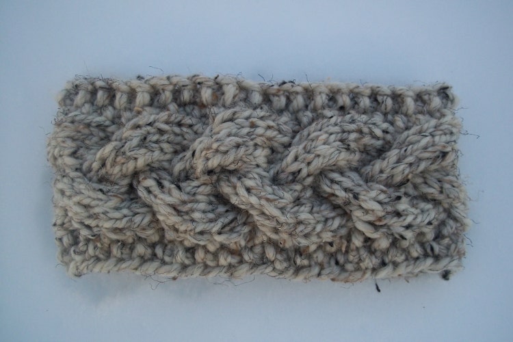 Cable knitted Winter headband with button by KnitAndCrochetDesign