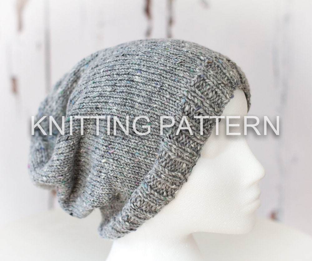 Knitting Pattern/DIY Instructions - Slouch Beanie Hat - Children, Adult, Aran...