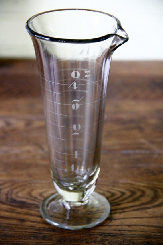 Vintage Apothecary Pharmacy Graduated Beaker Etched Glass 4