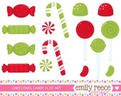 50% OFF - Christmas Candy Canes Gumdrops Peppermint Cute Clip Art - Commercial Use - Scrapbooking Invitations Cards - Instant Download Il_170x135
