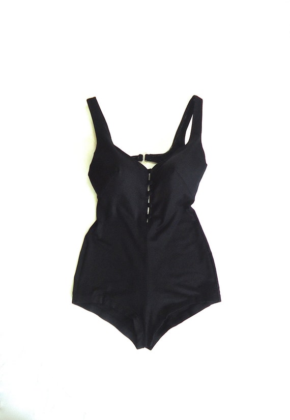 Bullet Bra Swim Suit 1960s Size 8 black one piece