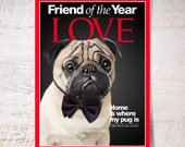 Pug portrait on Time magazine cover print, Pug poster carlin pet print gift funny pet portrait dog print dog portrait wall art wall decor Pug portrait on Time magazine cover print, Pug poster carlin pet print gift funny pet portrait dog print dog portrait wall art wall decor