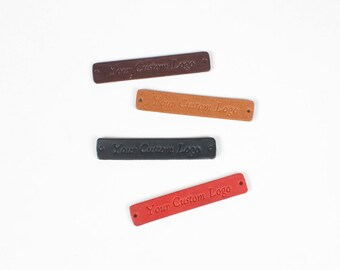 Custom Leather Labels - Personalized embossing Logo Labels Tags, Leather Tags for Knitting, Leather Labels for Knitted Projects