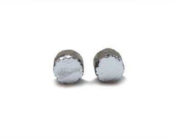 Silver and Concrete Round Earrings - Silver and Gray Cement Jewelry