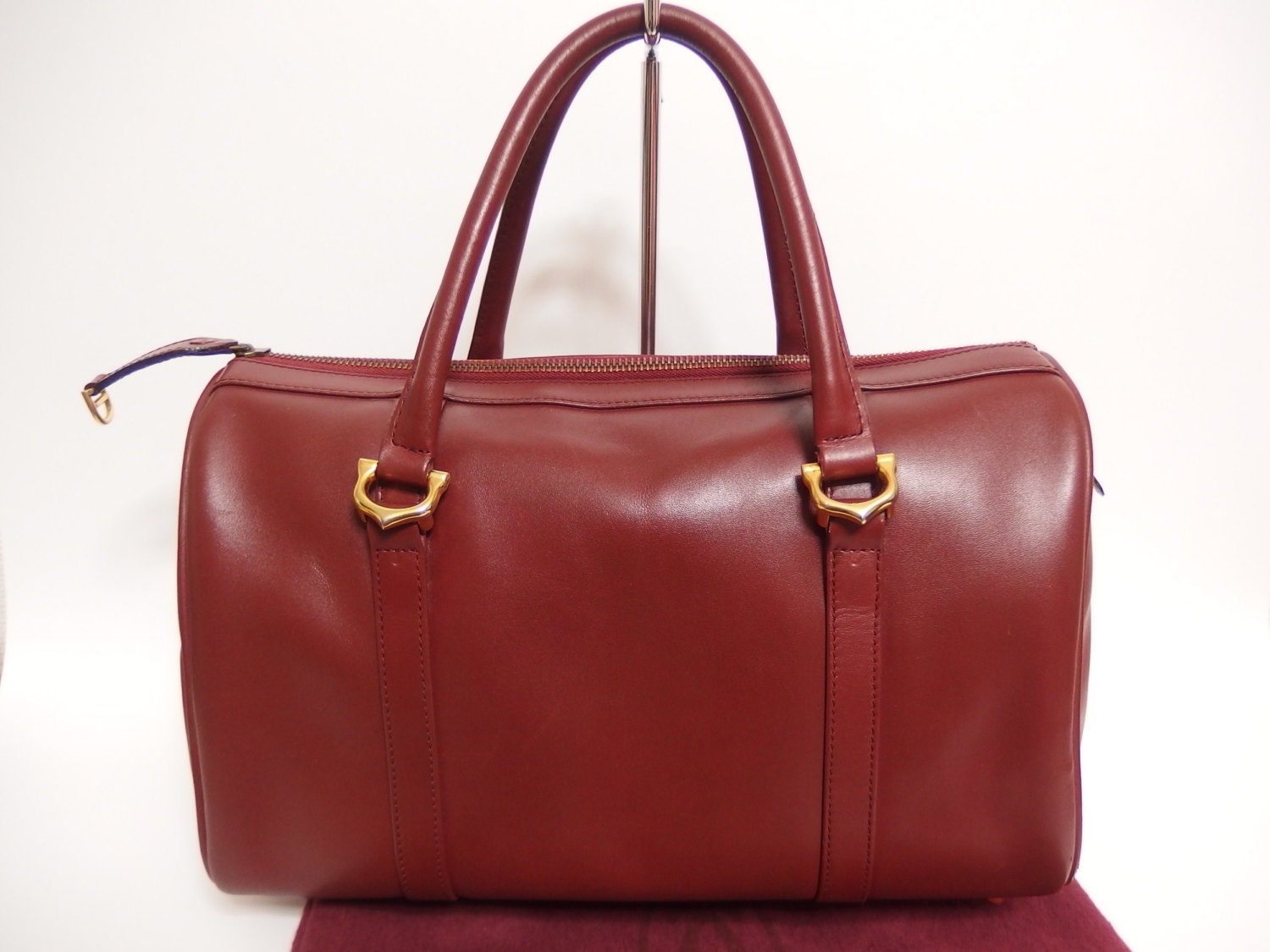 Cartier / Vintage Boston Handbag / must de Cartier / Burgundy Leather ...