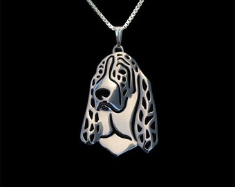 Basset hound - sterling silver pendant and necklace.