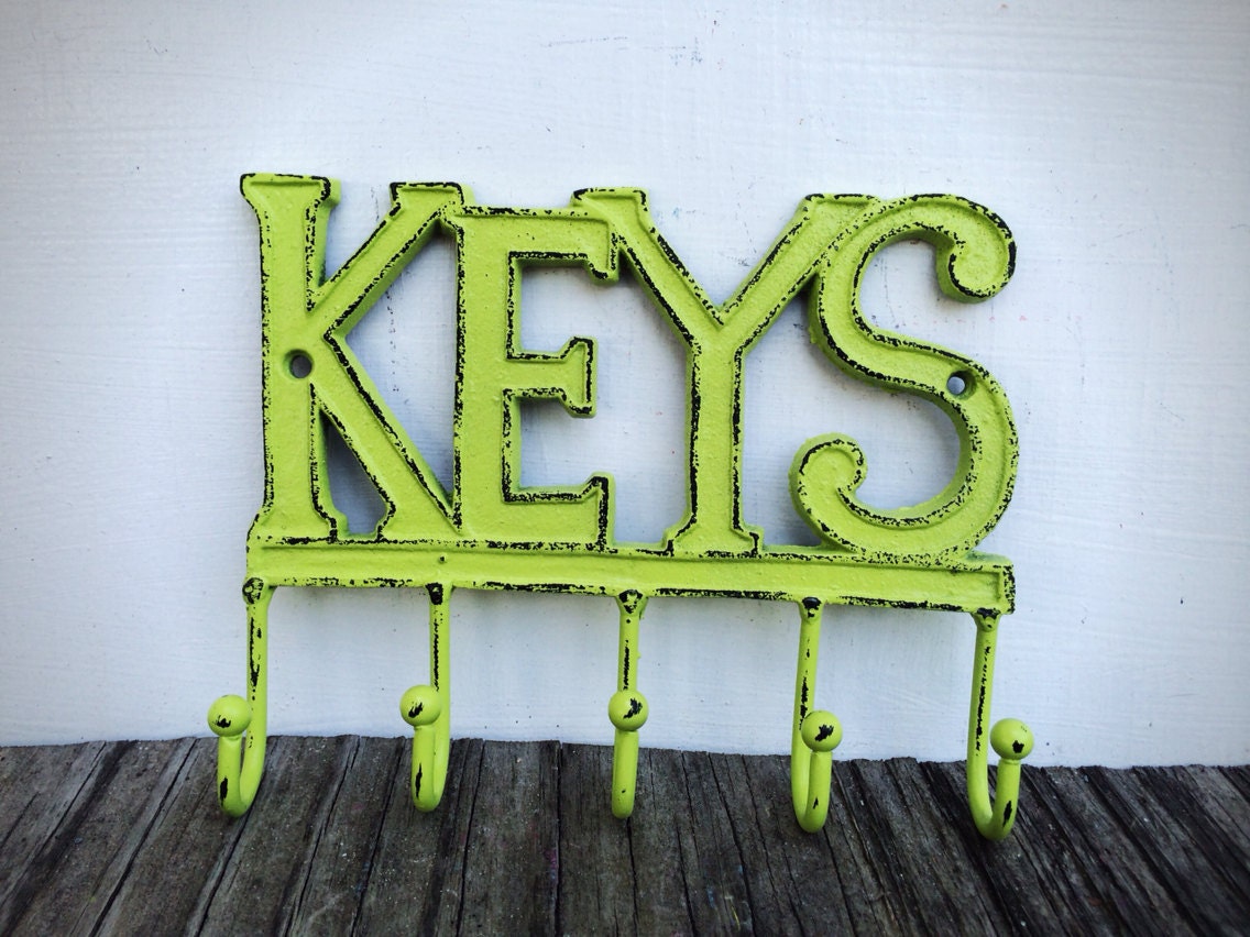 Entryway Key Hooks / Entryway Wall Hooks / Lime Green