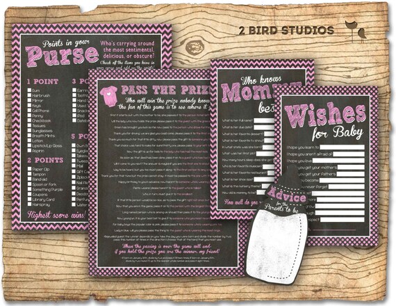 Baby shower games to match our chalkboard baby shower invitations - pass the prize, points in your purse and more - DIY instant download Il_570xn