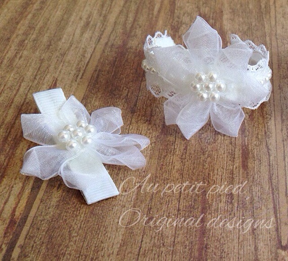 Items similar to Baby bracelet and hair clip, hair clip, baptism gift, christening, photo prop