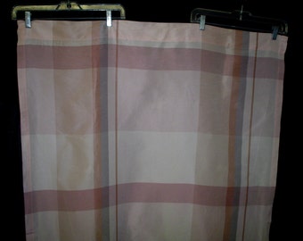 50s 36" x 57" Taffeta Curtains 2 Panels Powder Pink Taupe Windowpane Check