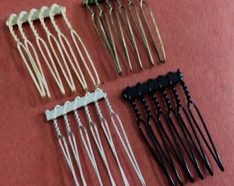 6Teeth Assorted Colors Metal Hair Combs 20pieces