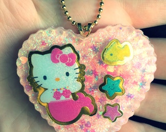 Hello kitty pink resin charm necklace
