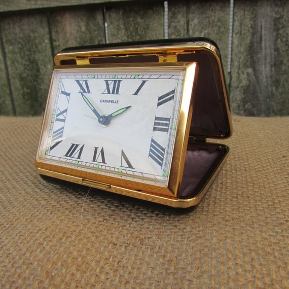 Items similar to Vintage Caravelle Travel Alarm Clock by Bulova Mid Century 1960s Folding Alarm