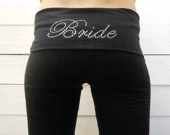 OVERSTOCK CLEARANCE SALE - Small Bride Yoga Pants. Bridal Yoga Pants. Custom Bride Pants. Bride Sweatpants. Maid of Honor Bridesmaid Pants.