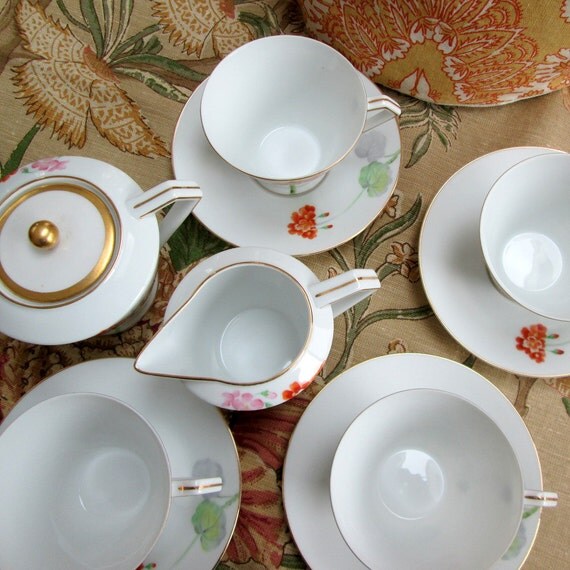 Noritake Art Deco Bone China Tea Set by