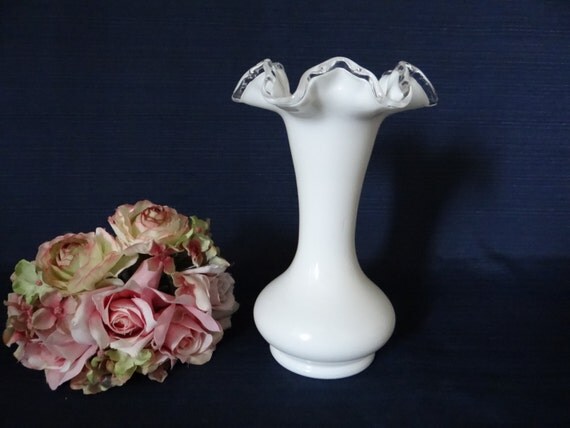 Download Fenton Silver Crest Tall Melon Vase with Ruffled Crimped Edge