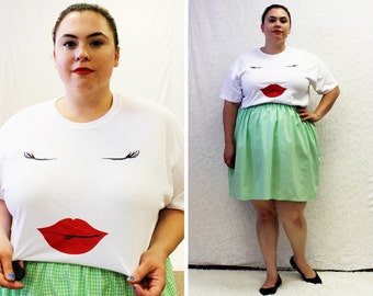 PLUS SIZE - Lips & Lashes Design T-Shirt by Curvy Elle (Size S-3X)