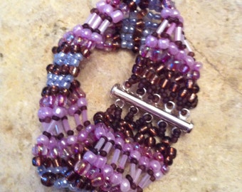 Shades of Purple Herringbone Cuff bracelet