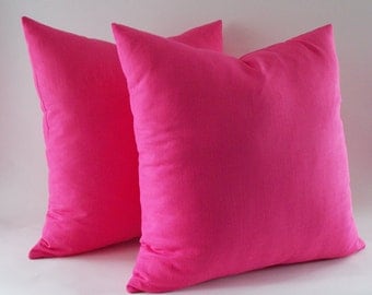 Set of 2 / Fushia Linen Pillow, Cushion Linen Cover, Throw Pillow,Decorative Linen Pillow,Modern Pillow
