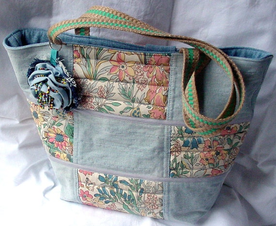 Bag, Quilted Bag Summer Tote Bag, Floral Beach Bag Diaper Bag Travel ...