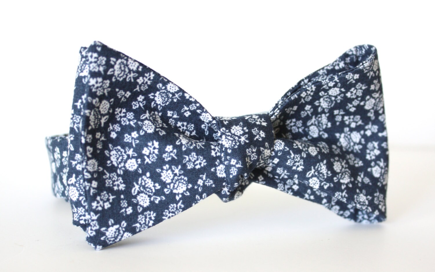 Blue Floral Bow Tie Handmade by Lord by LWbyLordWallington on Etsy