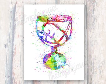 The Mortal Instruments Cup, Watercolor Print, Digital Art, Geekery, Fangirl, Fandom, Mortal Cup, Wall Art, Decoration, Colorful, Splatter