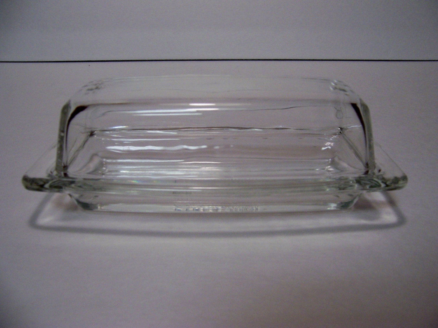 Pyrex clear glass butter dish with lid