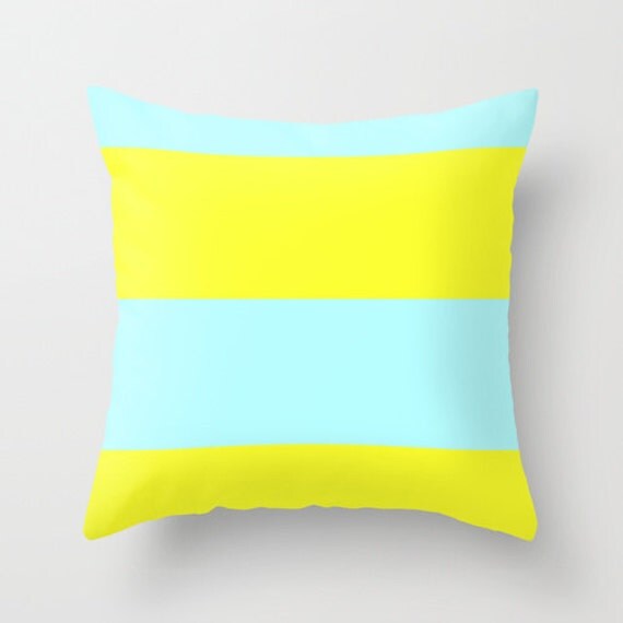 Ice Blue and Yellow Pillow Cover, 18x18 pillow cover, indoor or outdoor pillow cover, Blue Pillow Cover, Yellow Pillow Cover