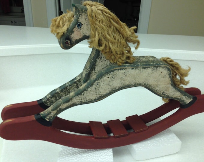 Solid Wood Rocking Horse - 23" x 3 1/4" x 14 1/2" Tall - Painted in Acrylics.