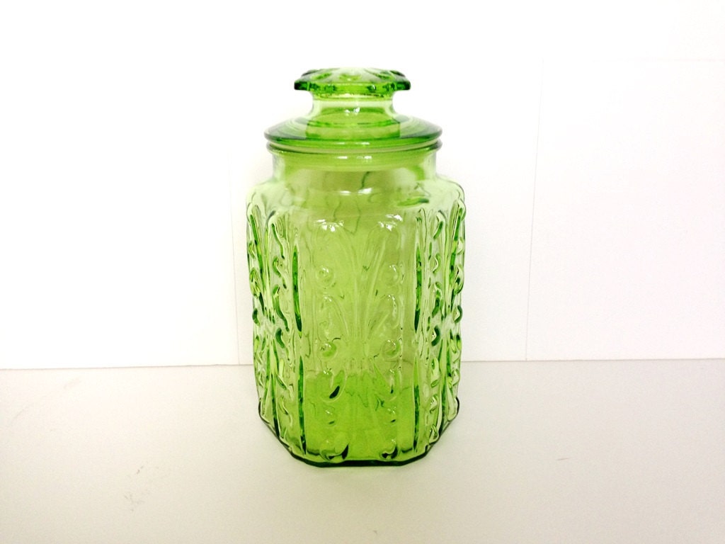 Vintage Imperial Glass Light Green Candy Jar With By Designik