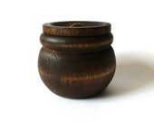 Walnut stained wood jewelry box, dark wood box, trinket box, round wood box, chocolate wood