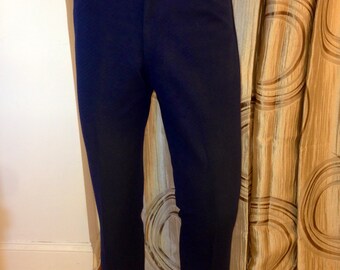 Vintage Navy Blue Ban-Lon, Dacron Doubleknit Polyester Slacks, Puritan, ca 1970s