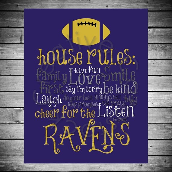 Baltimore Ravens House Rules 8x10 INSTANT Digital Copy