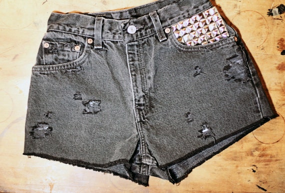 Items similar to Upcycled Shorts - Studded on Etsy