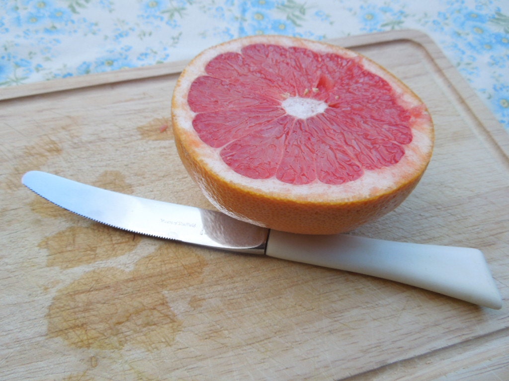 Grapefruit Knife With Turned Oak Whiskey Barrel Handle 