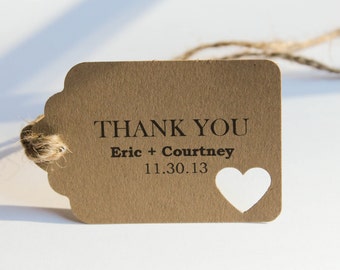 10 Pre  Strung and Custom Wedding  Thank  You  Favor Tags 