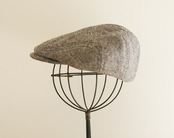 Cotton linen newsboy hat, baby newsboy hat, black linen flat cap, driving cap, pageboy - made to order